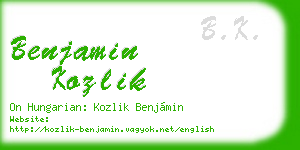 benjamin kozlik business card